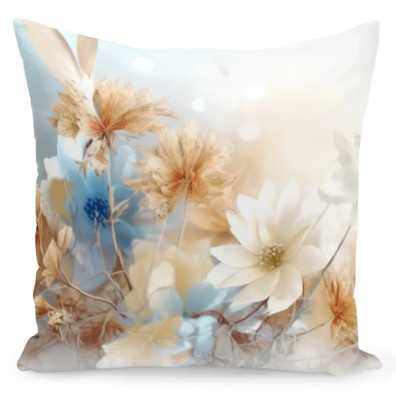 Față de pernă decorativă cu un model floral frumos în culori moi Latime: 50 cm | Lungime: 60 cm