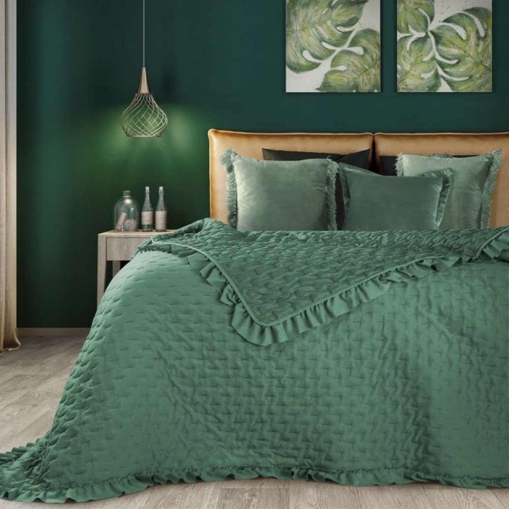 Elegáns ágytakaró zöld színben Szélesség: 170 cm | Hossz: 210 cm