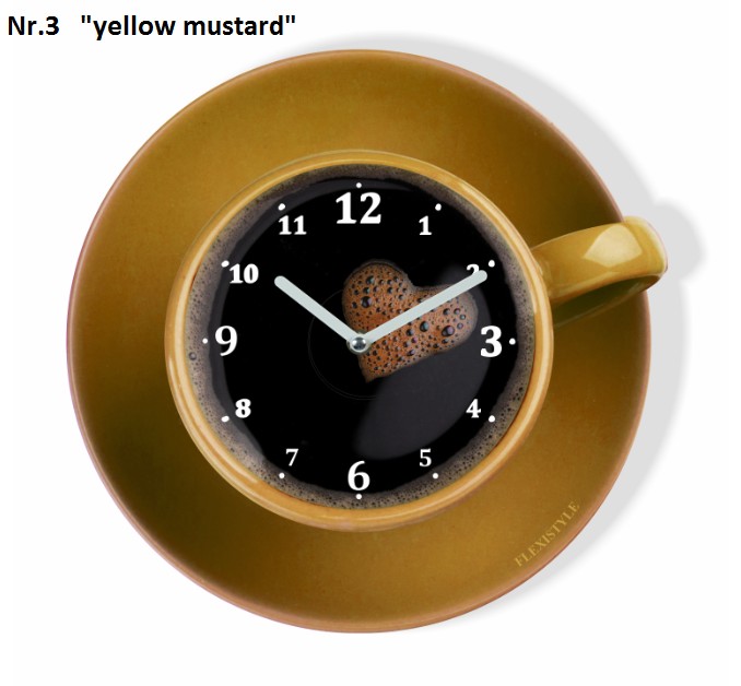 Kuchyňské hodiny ve tvaru šálku kávy Žlutá