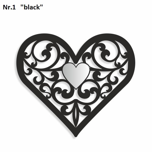 Dekorace na stěnu ve tvaru srdce Černá