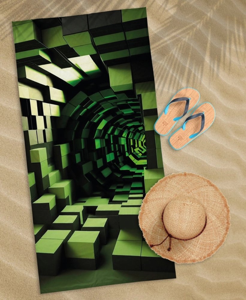 Prosop de plajă pentru copii Minecraft 3D 100% bumbac Lăţime: 70 cm | Lungime: 140 cm