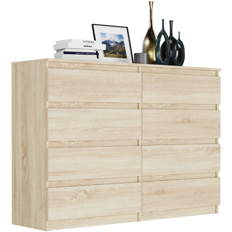 Comodă modernă cu 8 sertare R-140-S8 - diferite variante de culoare sonoma