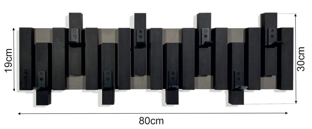 Cârlig de perete negru pentru haine Šírka: 60 cm | Výška: 30 cm