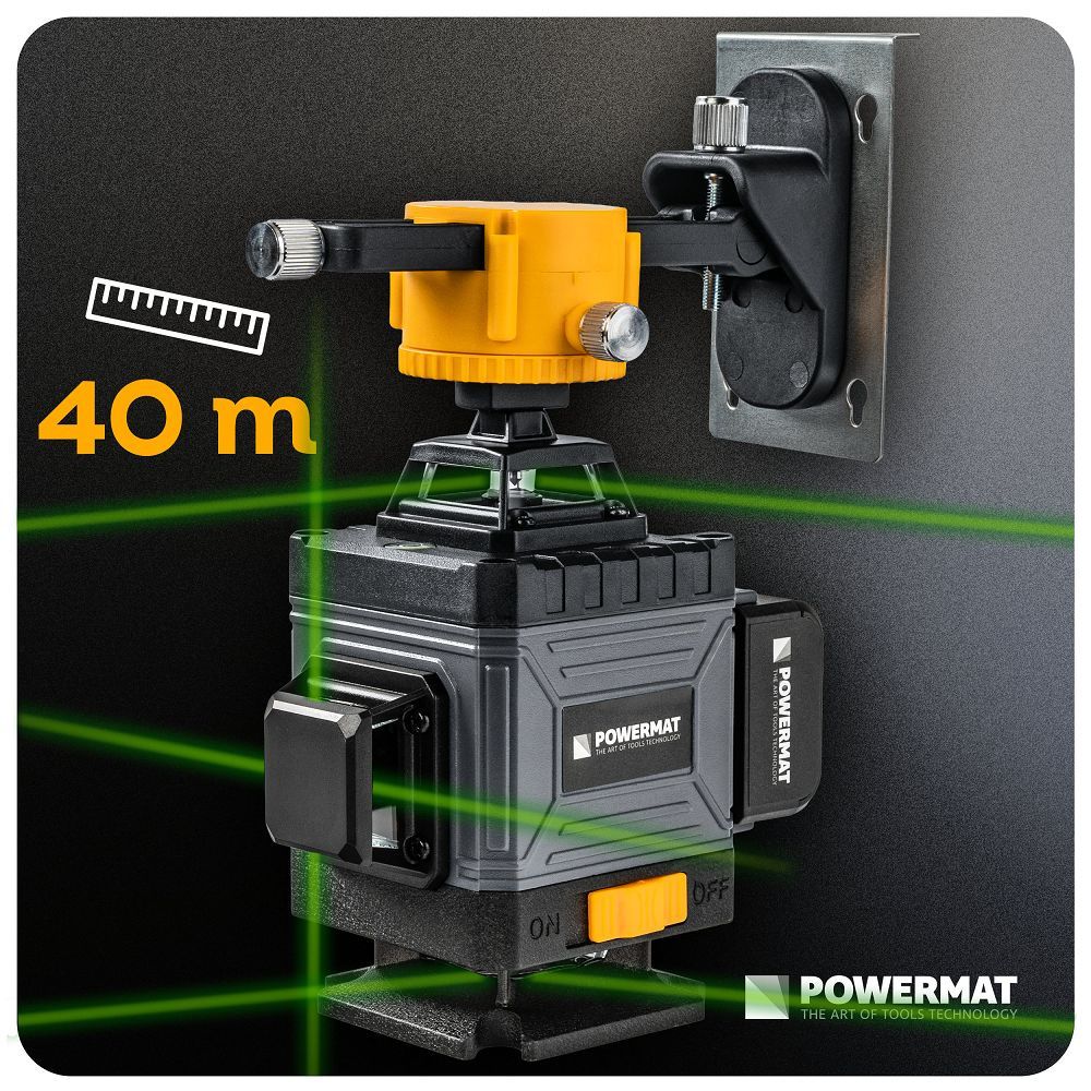 Krížový laser 4D 16 línií 360° zelený 40 m s puzdrom PM-PLK-4DM1