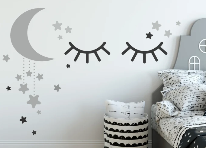 Krásná šedá černá nálepka na zeď spánek 100 x 200 cm