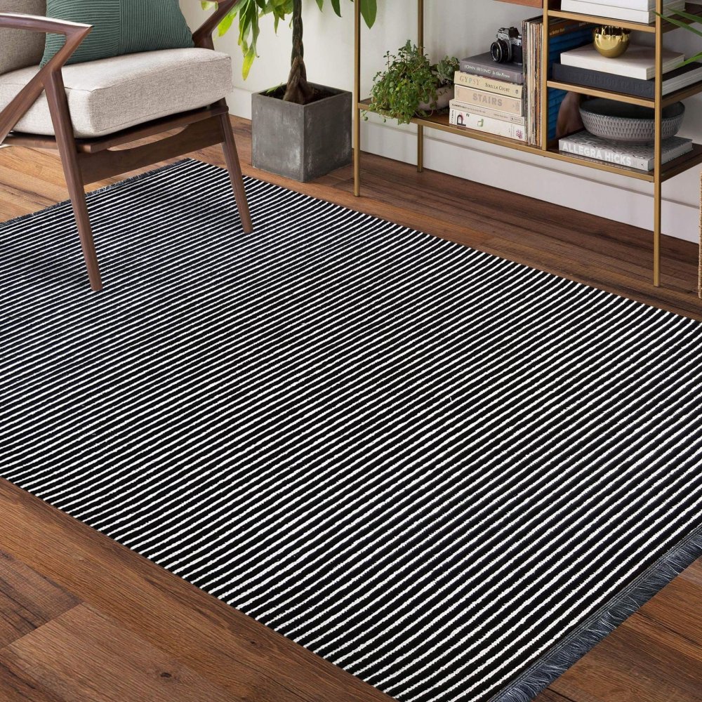 Protiskluzový černo bílý koberec do obývacího pokoje Šířka: 200 cm | Délka: 290 cm
