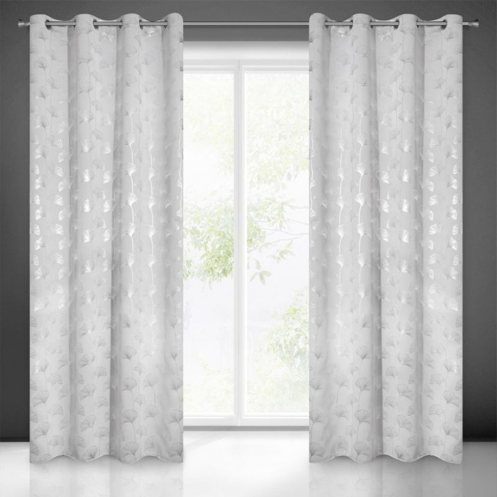 ElegantnézávesyvsvetlosivejfarbesostriebornoupotlačouDĺžka:250cm