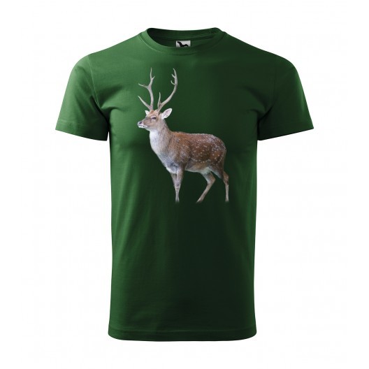 Pánské bavlněné tričko s potiskem pro vášnivého myslivce M Zelená