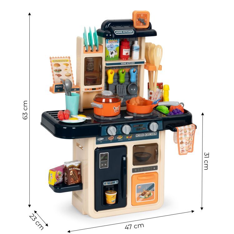 Bucătărie pentru copii albastru închis cu generator de abur + accesorii
