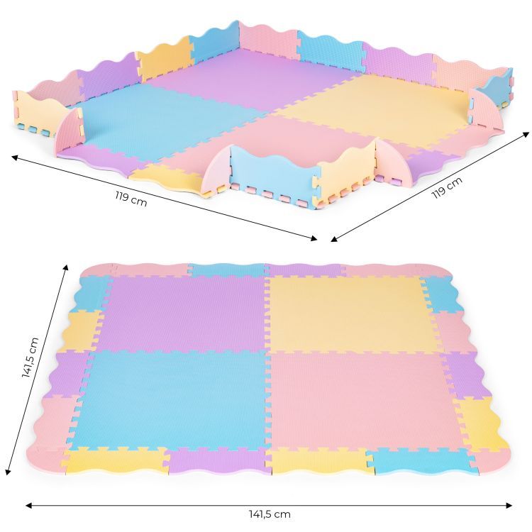 Covoraș din spumă pentru copii în culori pastelate 141 x 141 cm