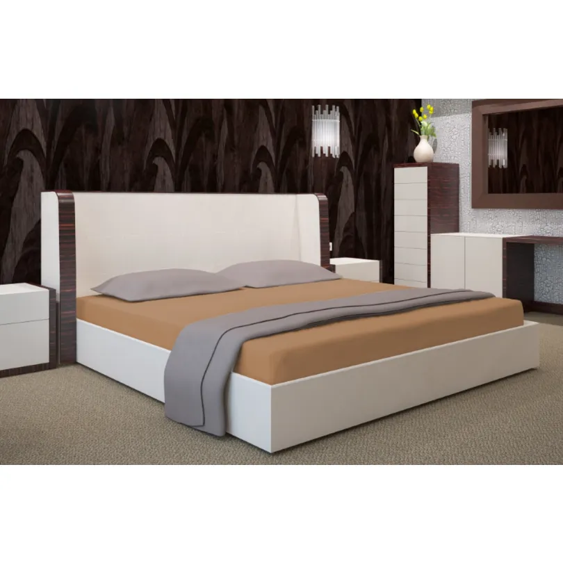 Cearșaf de bumbac cu elastic JERSEY - maro scorțișoară Šírka: 90 cm | Dĺžka: 200 cm