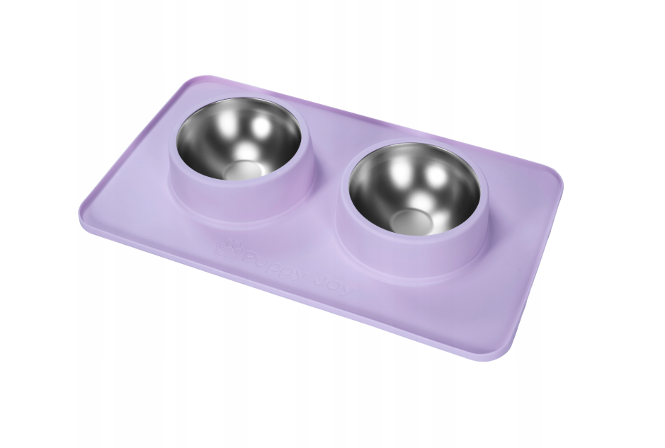 Bol metalic pentru câine sau pisică cu suport practic din silicon - diverse culori Violet