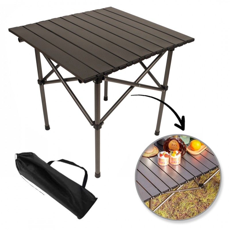 Masă pliabilă de camping cu husă textilă – 53 x 51 x 50 cm Bej