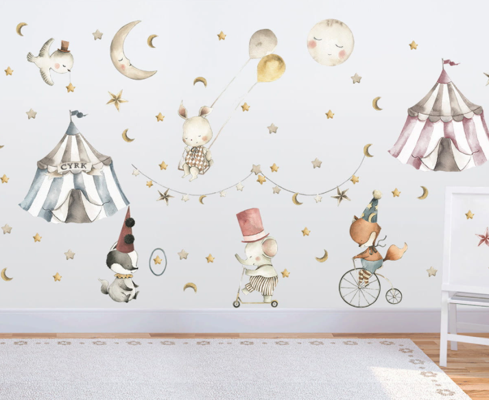 Wall sticker pentru camera copiilor - circ cu animale
