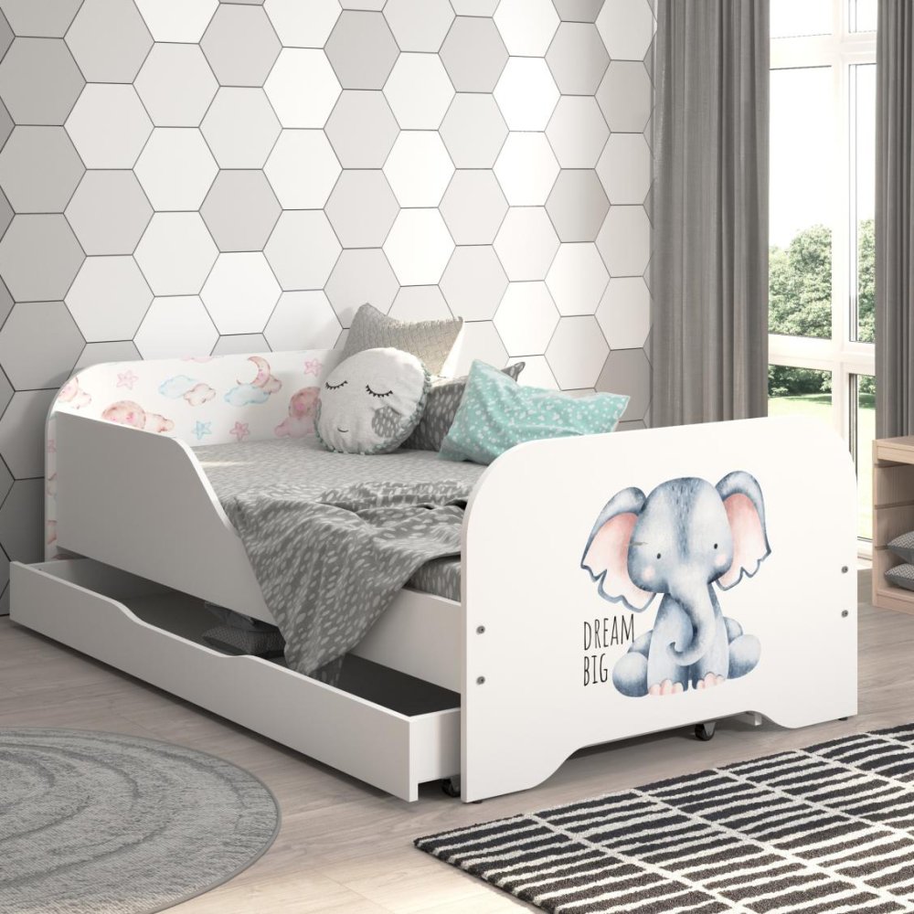 Pat pentru copii 140 x 70 cm cu elefant