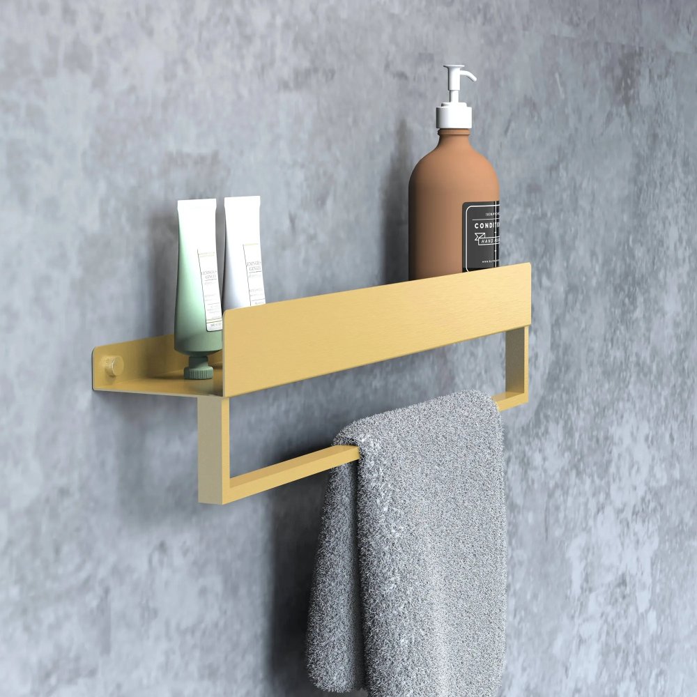 ElegantnázlatákúpeľňovápolicaznehrdzavejúcejoceleDĺžka:45cm