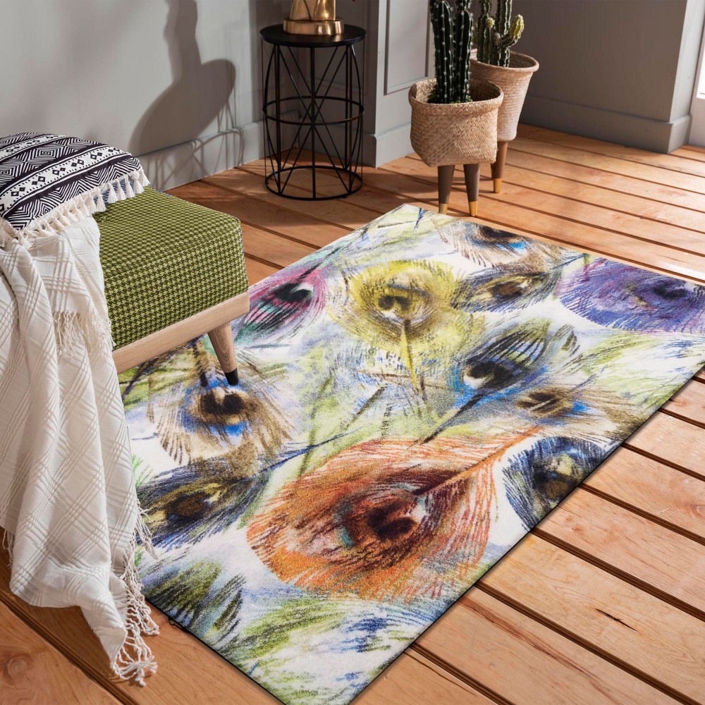 Fenomenální barevný koberec s motivem pavích pírek Šířka: 120 cm | Délka: 170 cm