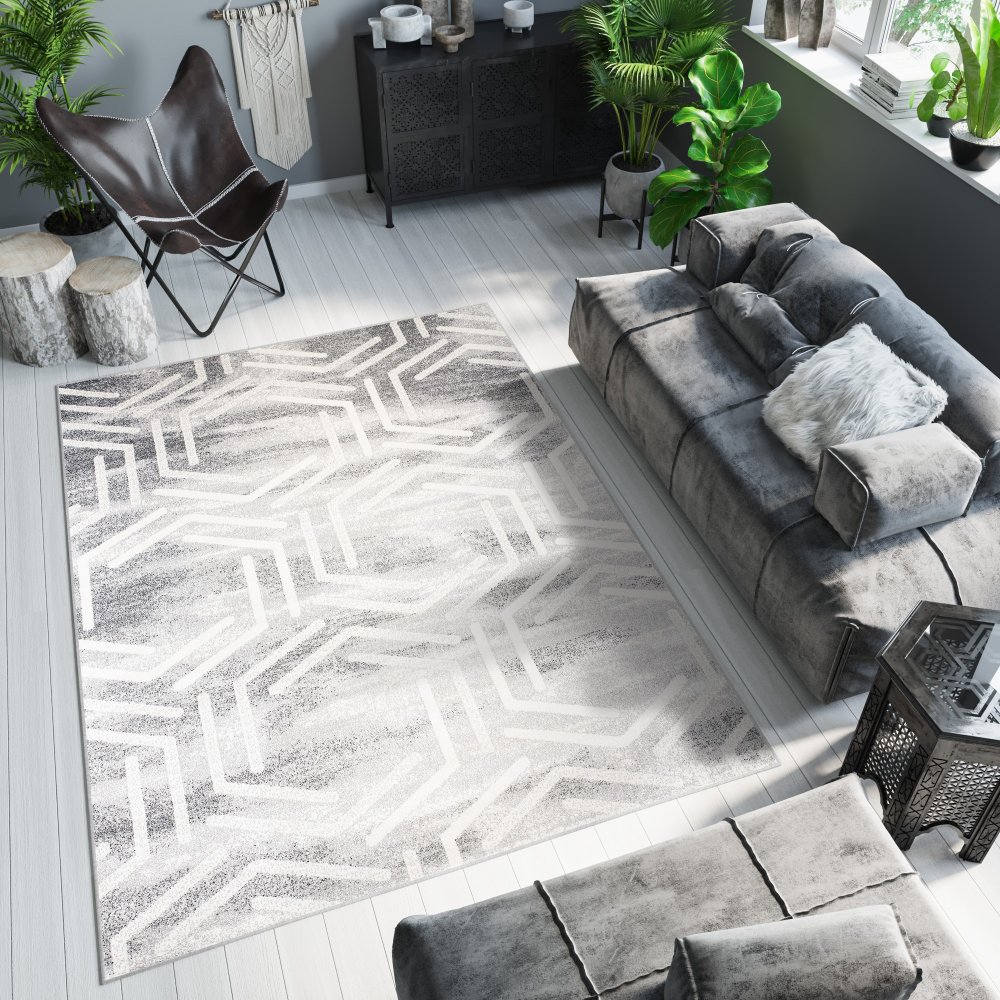 Světlý designový koberec s geometrickým vzorem Šířka: 120 cm | Délka: 170 cm