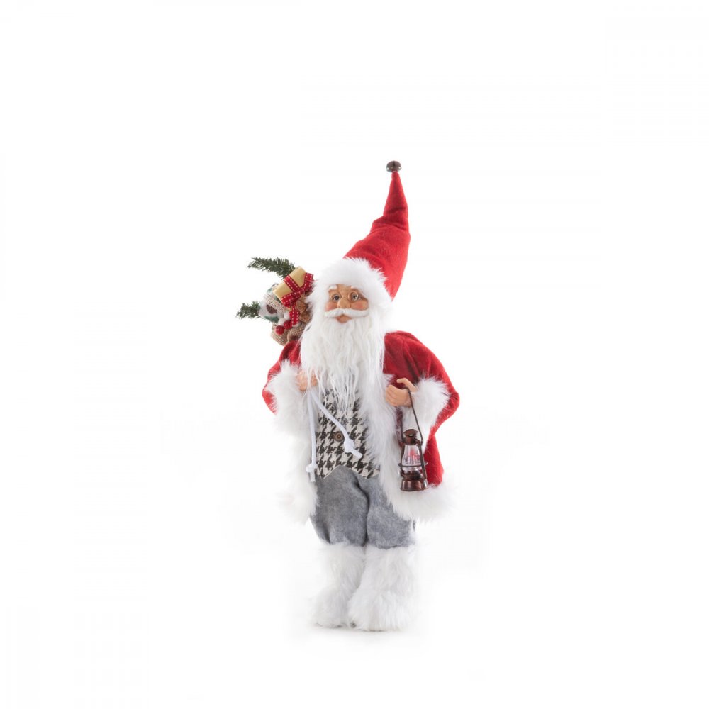 Figurină decorativă de Sfântul Nicolae cu felinar 45 cm