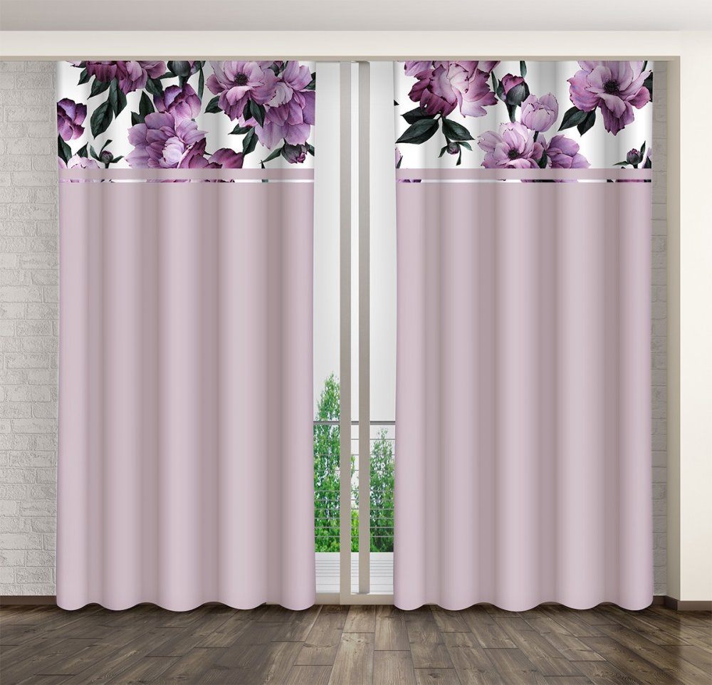 Elegantnýzávesvružovejfarbespotlačoukvetín