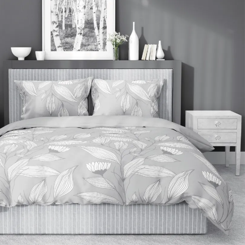Cearșafuri din bumbac cu un model natural fin gri 2 părți: 1 buc 140x200 + 1 buc 70x80