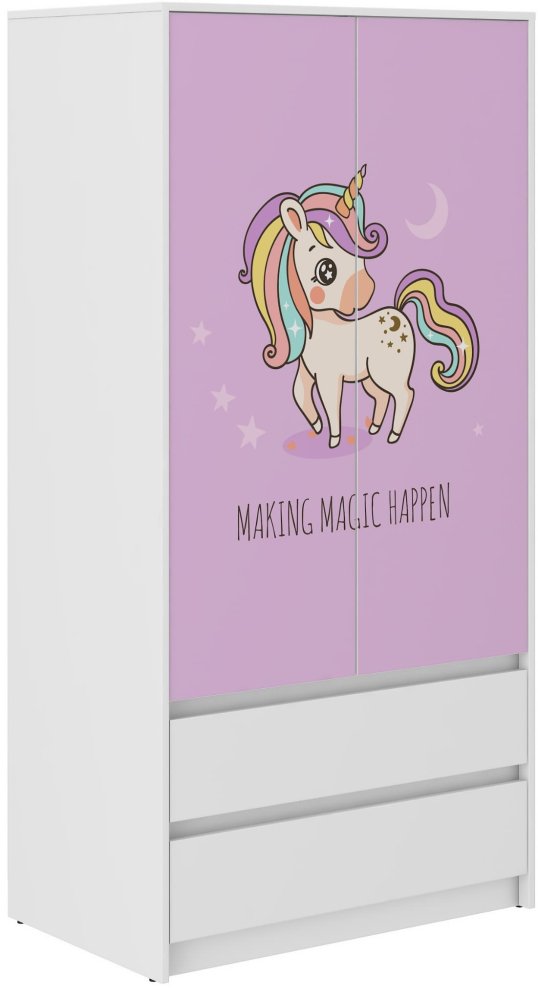 Dulap pentru copii cu motiv de unicorn roz 180x55x90 cm