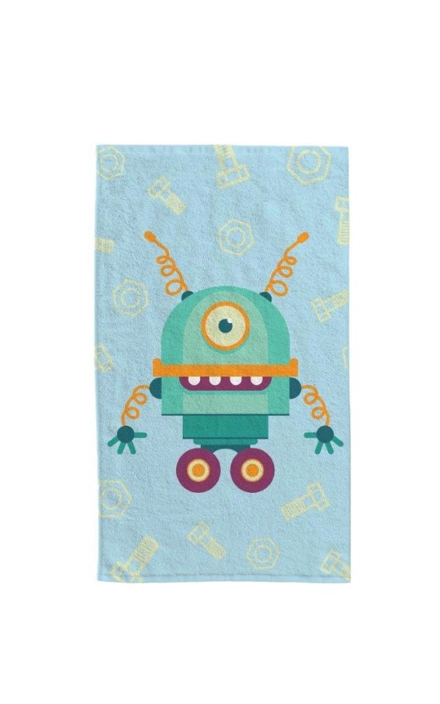 Prosop din bumbac pentru copii cu imprimeu cu robot Lățime: 30 cm | Lungime: 50 cm