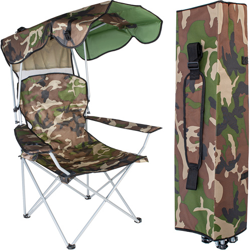 Scaun mare de pescuit pliabil cu baldachin - design camo