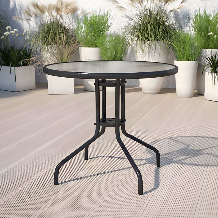 Masă rotundă de grădină 80 cm sticlă