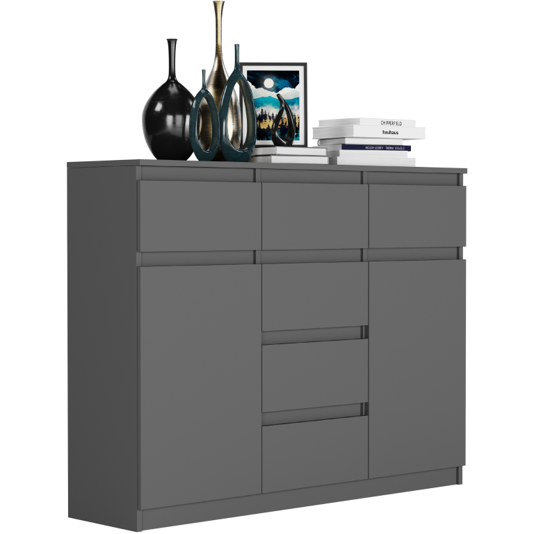 Comoda de design S-62D cu linii curate - diverse finisaje colorate antracit