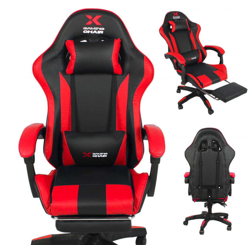 Scaun de gaming Xgaming cu suport pentru picioare - negru și roșu