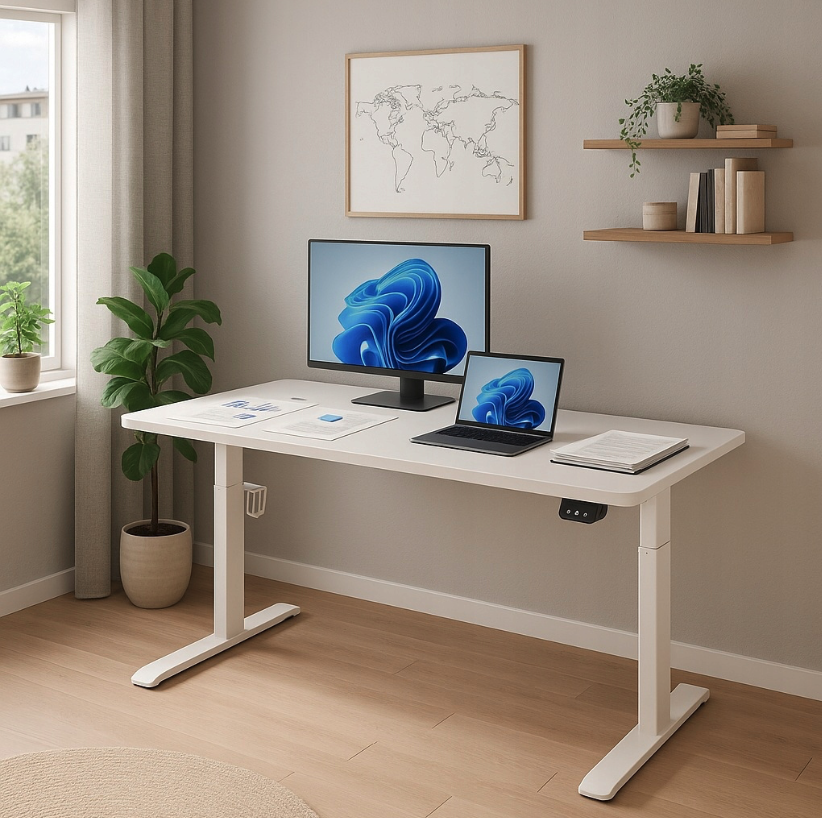 Elektrickývýškovonastaviteľnýstôl72-117cm-bielyŠírka:60cm|Dĺžka:120cm