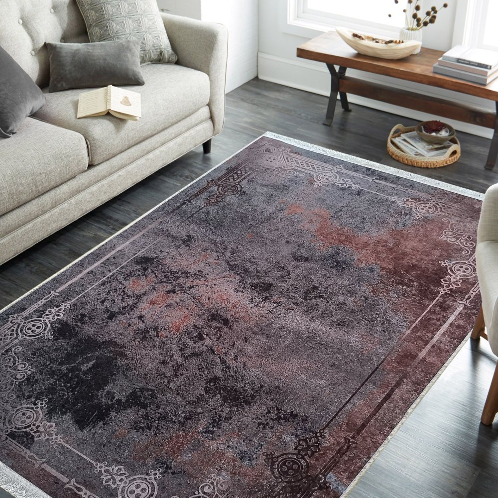 Modernýkoberecsornamentálnymrámom–sivohnedýŠírka:60cm|Dĺžka:100cm70855_127062