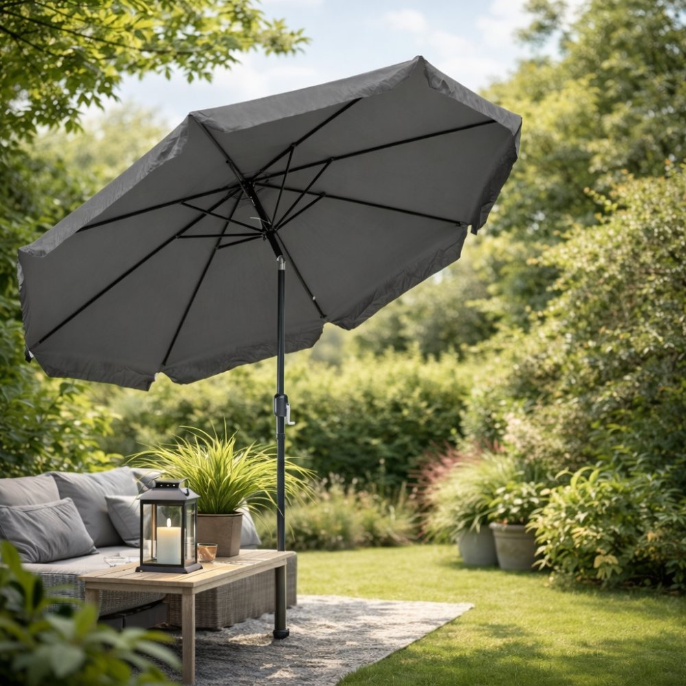 Veľkýzáhradnýslnečníksnaklápaním-300cmtmavosivá