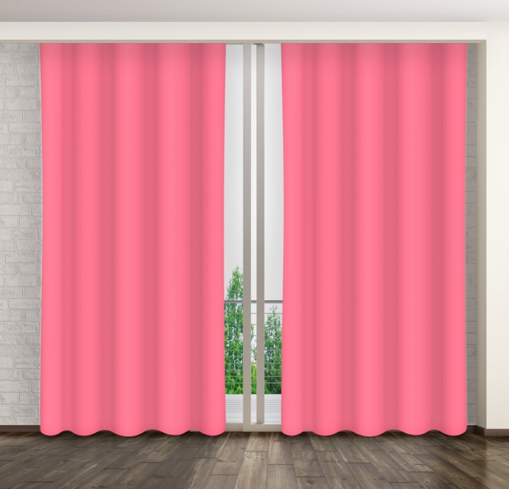 Růžový závěs na okna bez motivu 160 x 260 cm Délka: 250 cm