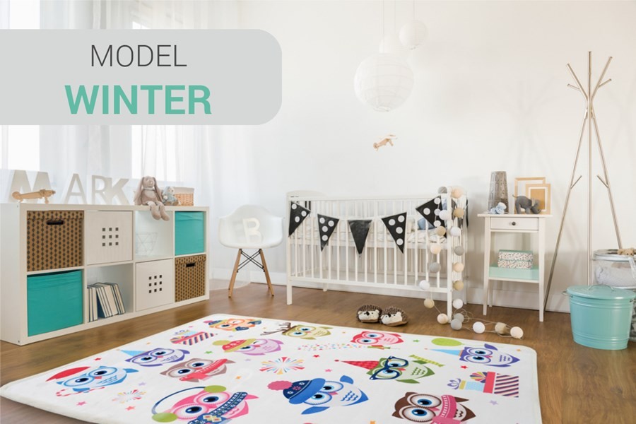 Covor de calitate pentru camera copiilor cu motiv de bufniță 140 x 200 cm