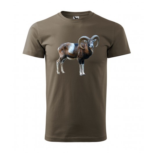 Bavlněné pánské tričko s potiskem muflona Army XL