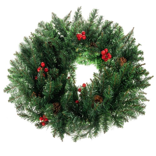 Coroniță de Crăciun pentru ușă cu conuri de pin și rowan 60 cm
