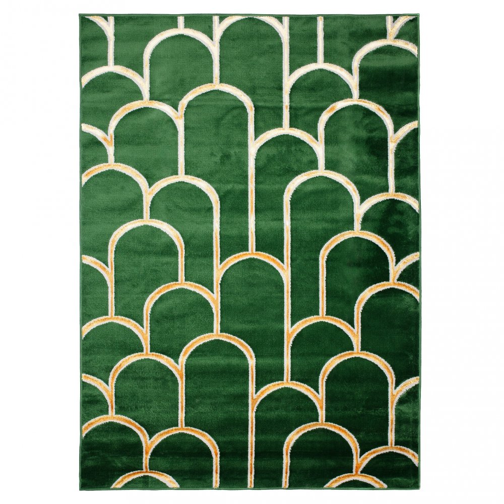 Covor verde modern cu un model unic de aur Lăţime: 120 cm | Lungime: 170 cm