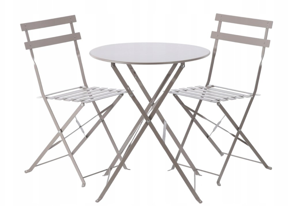 Set balcon pliabil compact - masă + două scaune Gri