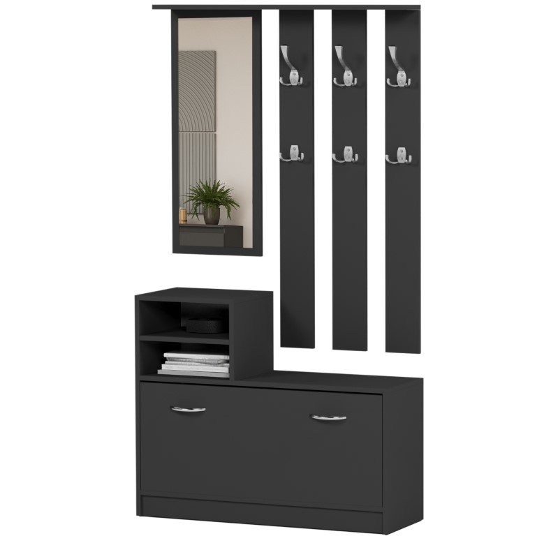 Dulap de hol practic cu oglindă și suport pentru pantofi 90 x 160 cm antracit