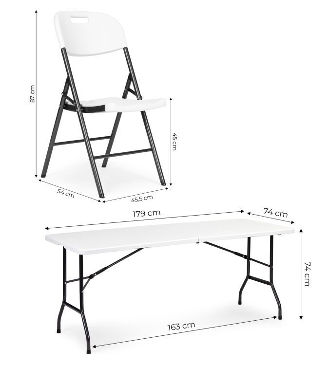 Masă pliantă pentru catering 180 cm cu 4 scaune