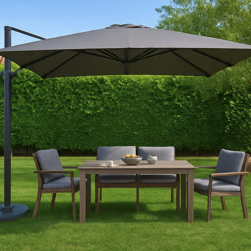 Parasol de grădină mare cu braț lateral ROMA 3 x 3 m - gri