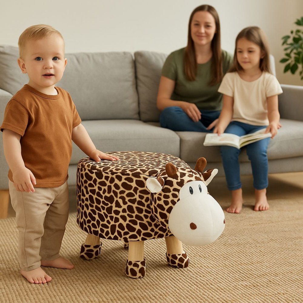 Taburet pentru copii cu motiv de girafă