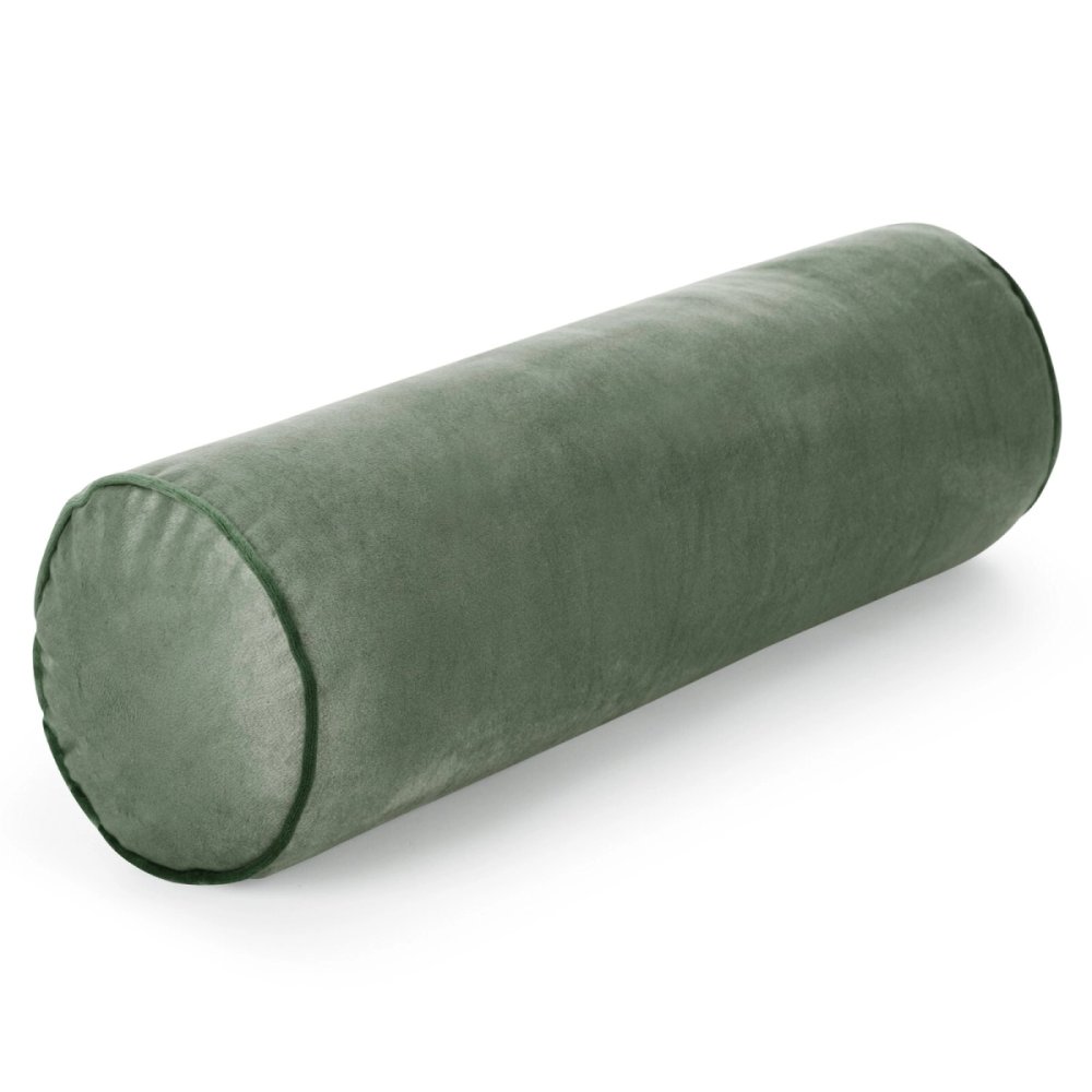 Pernă decorativă din catifea în formă de rulou Verde