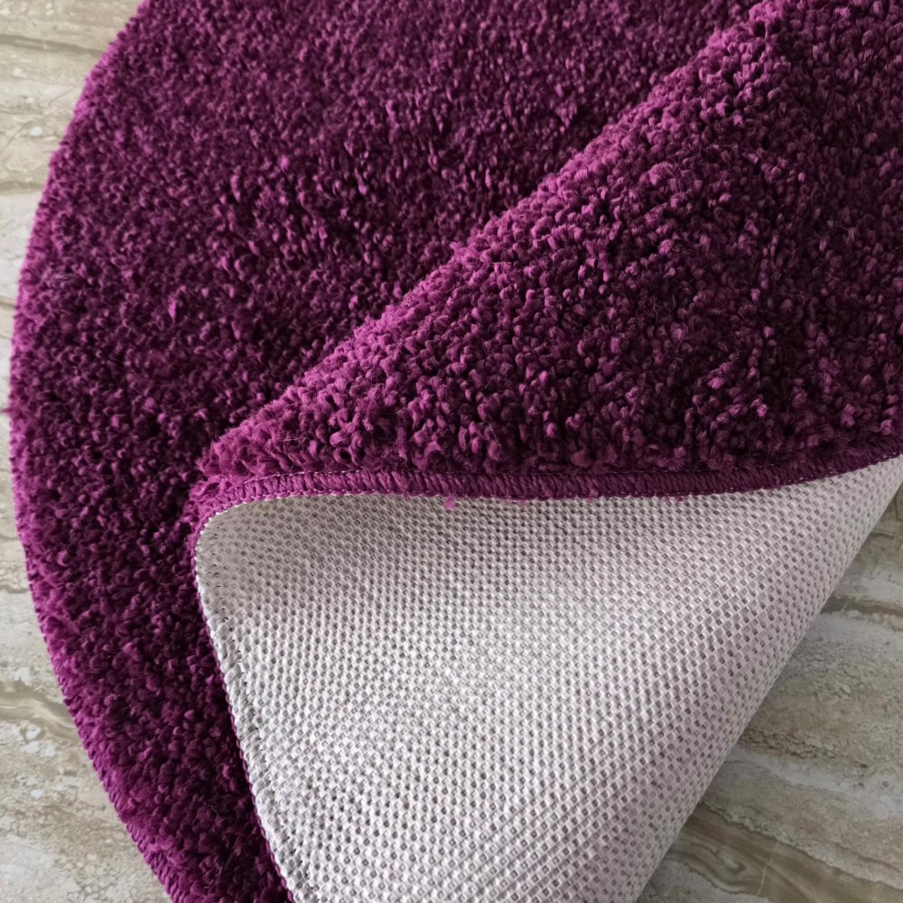 Covor rotund cu fir de păr înalt în violet închis Lăţime: 120 cm | Lungime: 120 cm