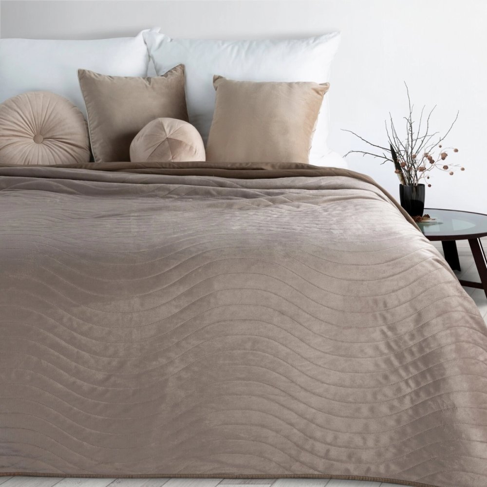 BéžovývelúrovýprehoznaposteľsvlnitýmprešívanímŠírka:200cm|Dĺžka:220cm70803_126900