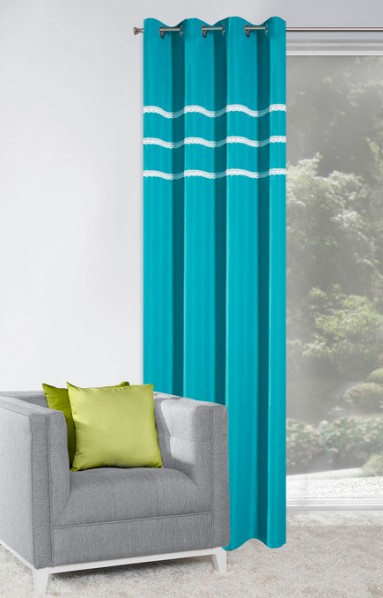 Štýlový tyrkysový okenný záves