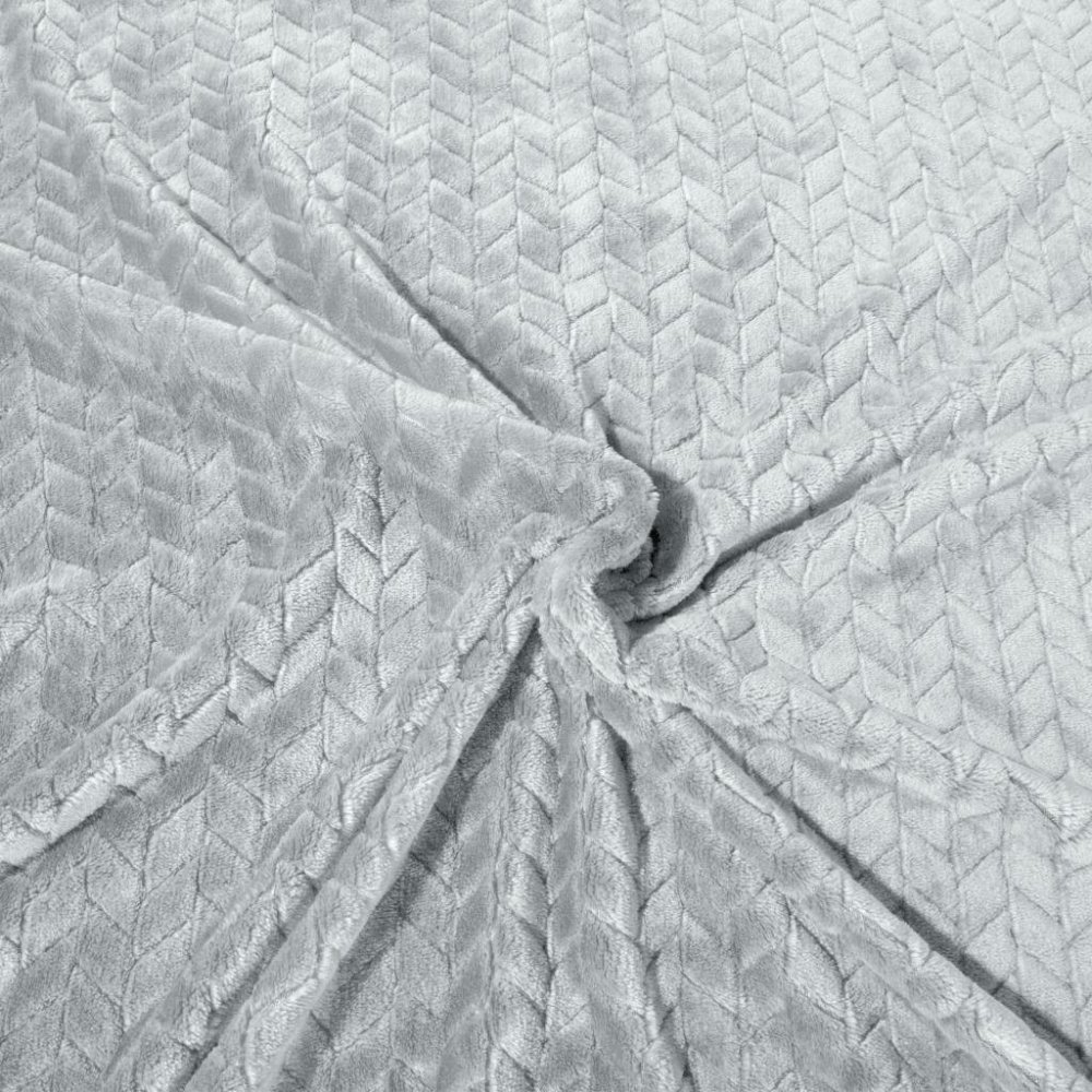 Pătură gri moale de culoare solidă cu model în relief la modă Lăţime: 200 cm | Lungime: 220 cm