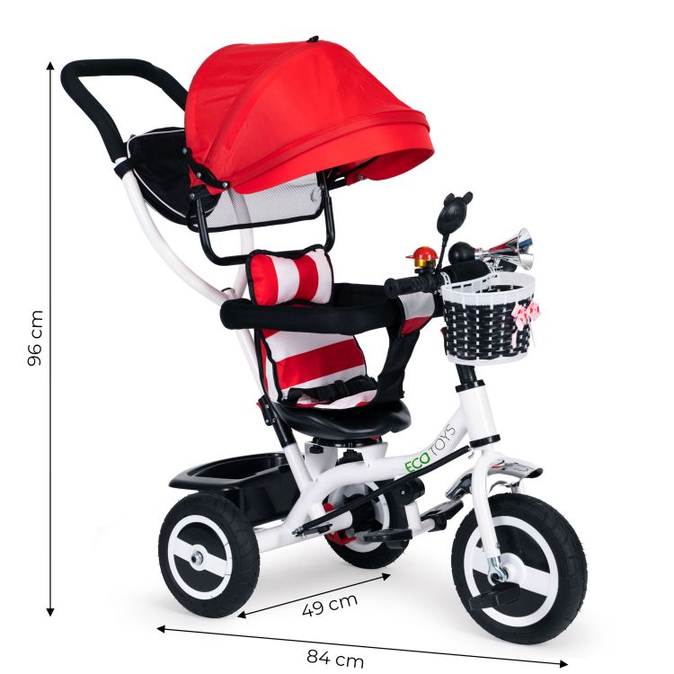 Tricicleta cărucior roșie ECOTOYS